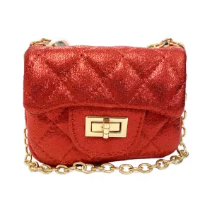 Dear Ellie Mini Metallic Handbag - Red