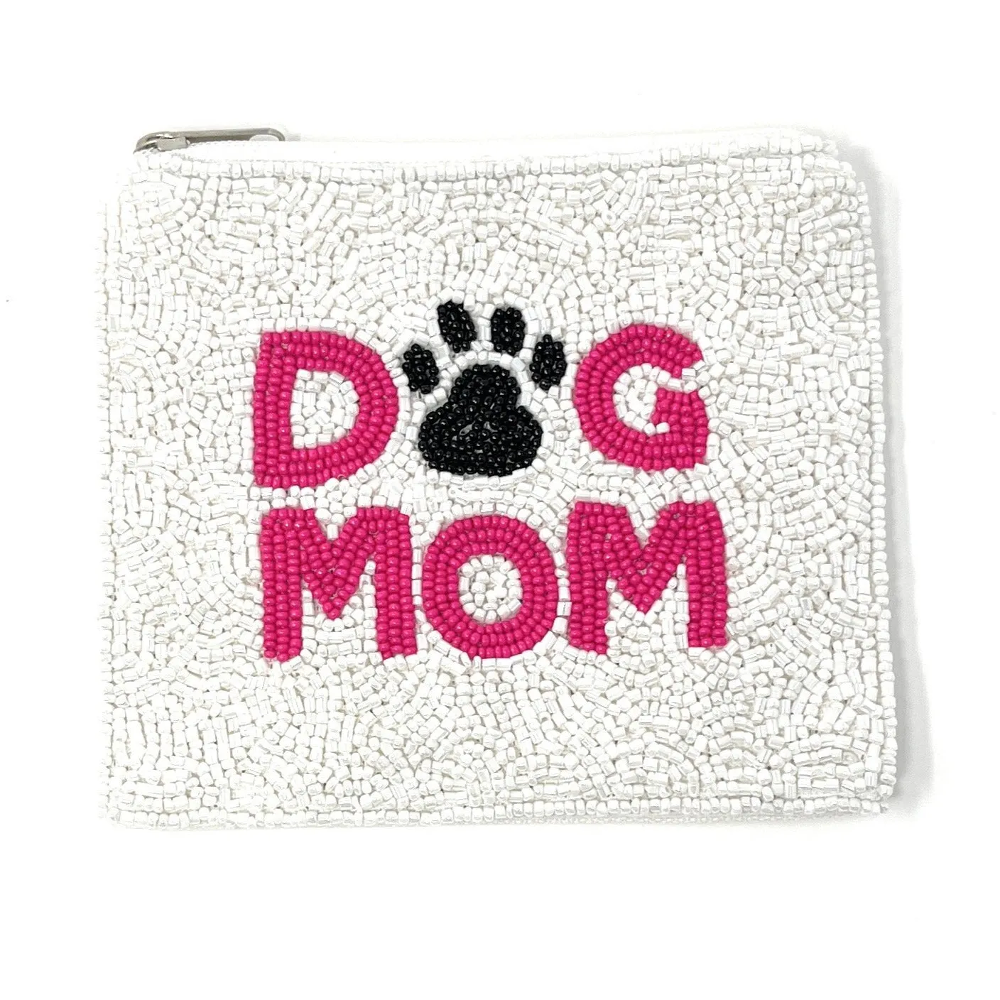 Dog Mom Beaded Pouch Purse