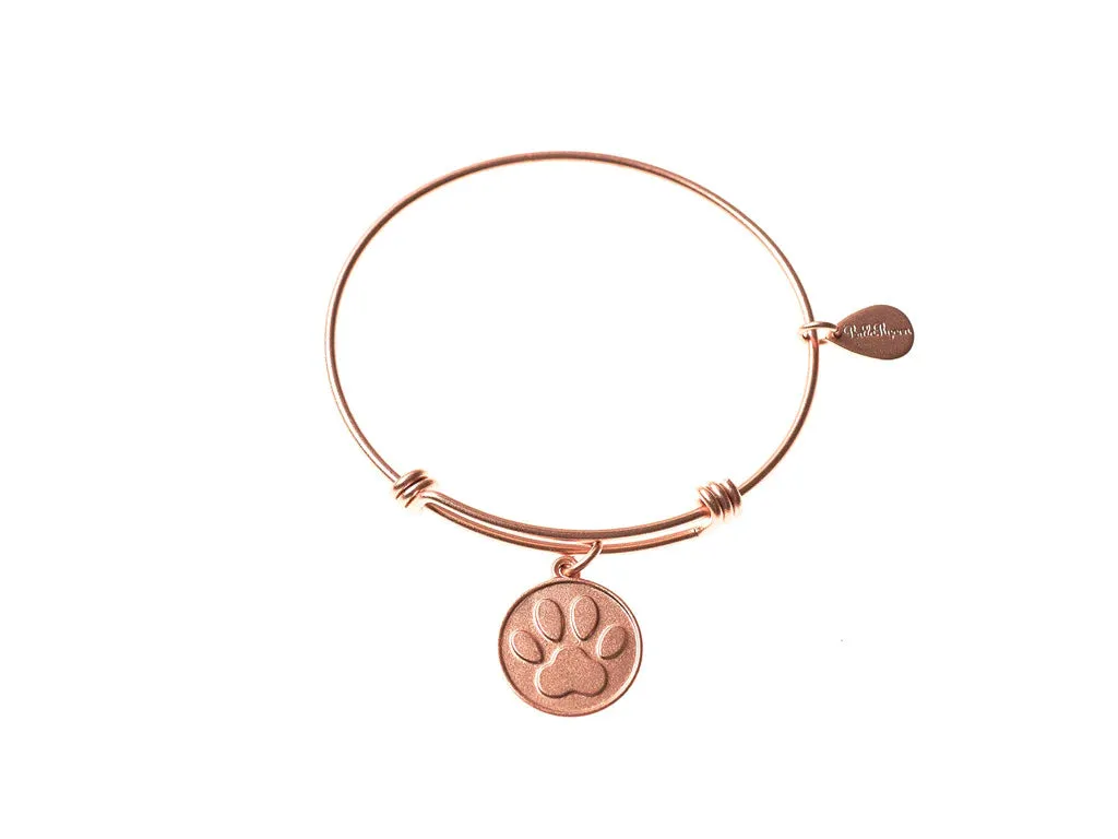 Dog Paw Print Expandable Bangle Charm Bracelet