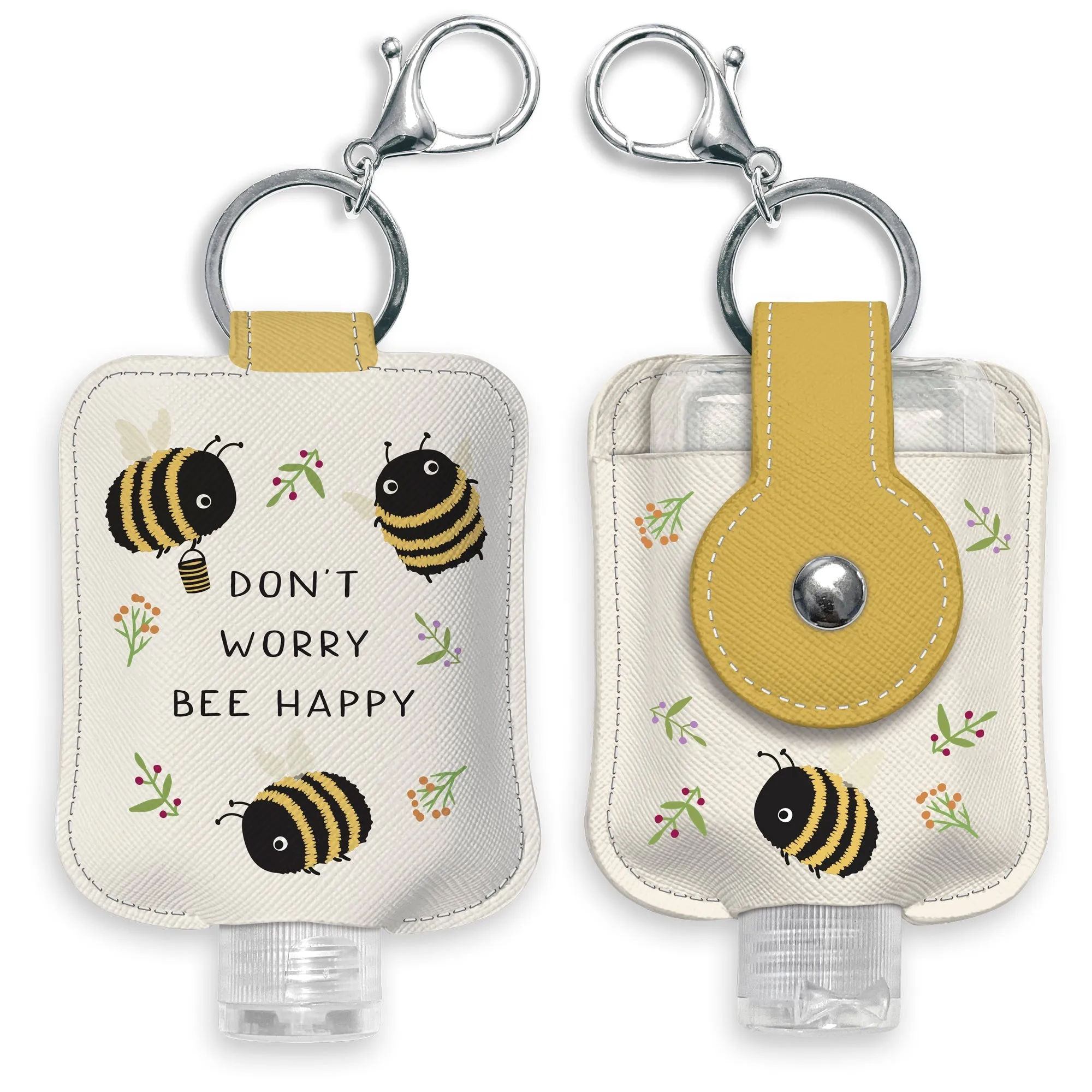 Don't Worry Bee Happy Hand-Sanitizer Holder with Travel Bottle