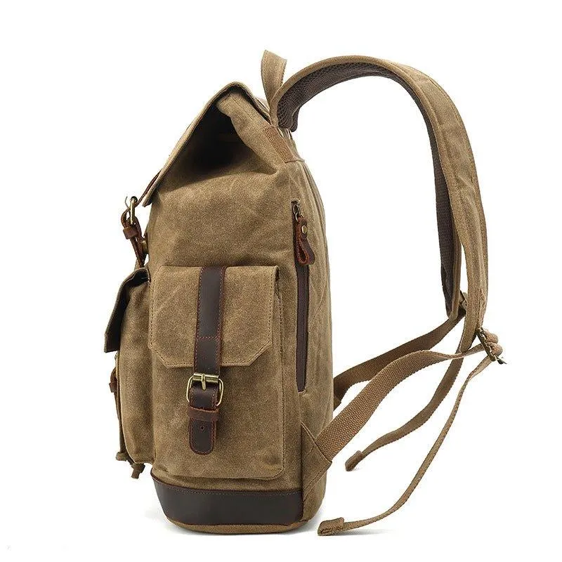 Drawstring Waxed Canvas Backpack Vintage Rucksack