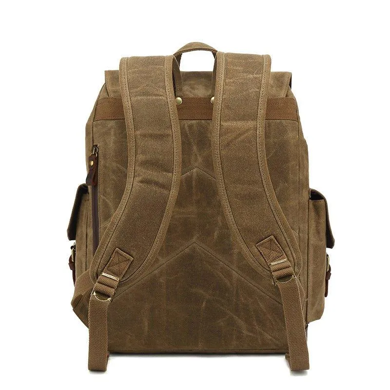 Drawstring Waxed Canvas Backpack Vintage Rucksack