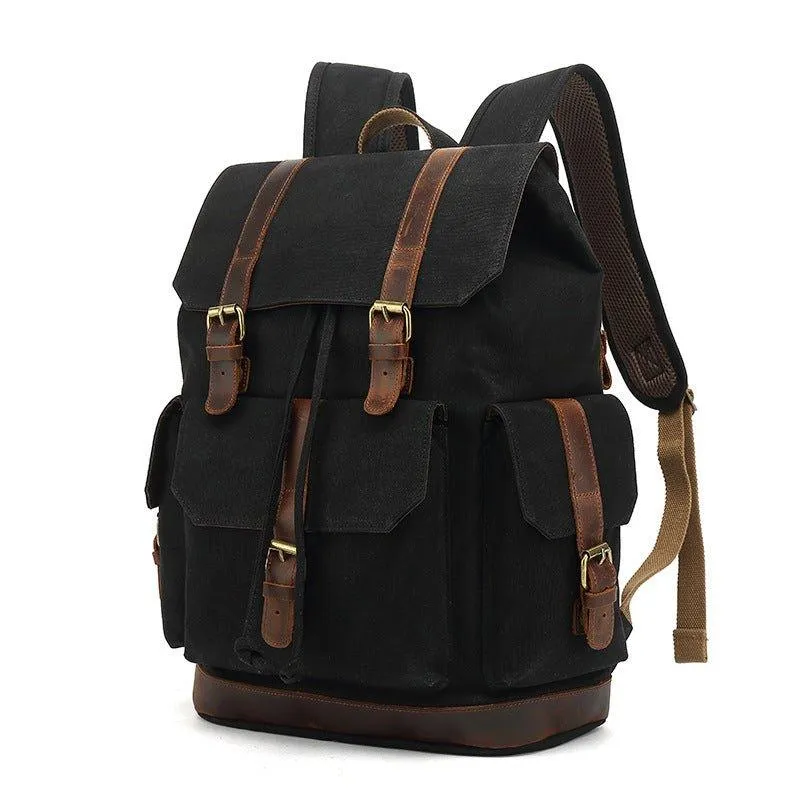 Drawstring Waxed Canvas Backpack Vintage Rucksack