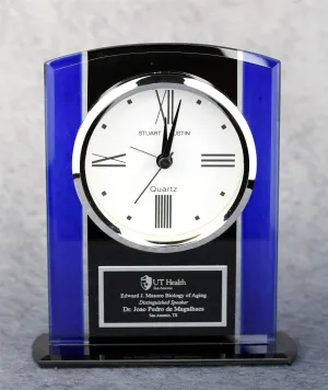 Economy Black and Blue Glass Clock