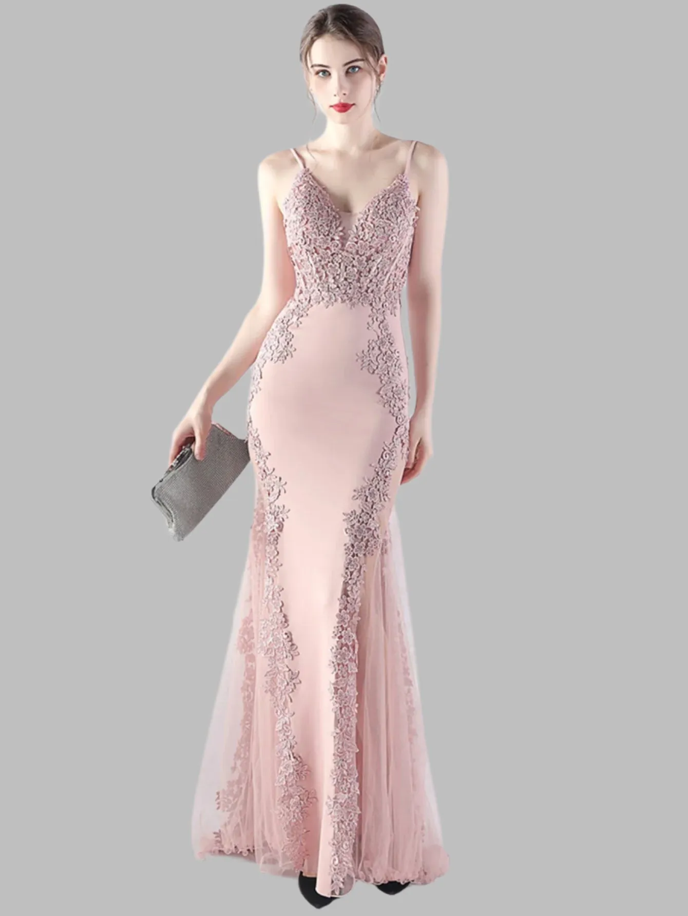 Elegant Lace and Mesh Maxi Dress for Women