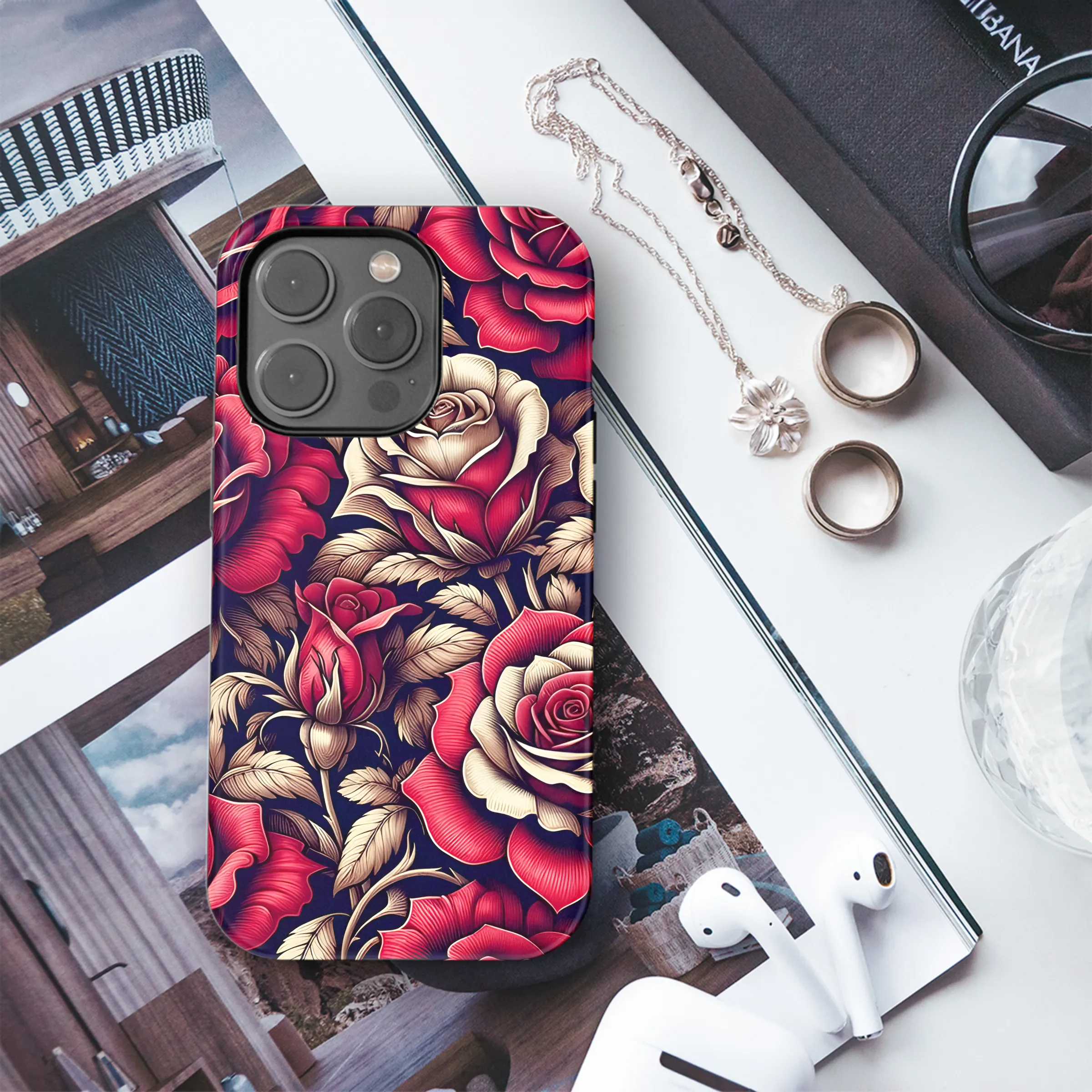 Elegant Red Rose Phone Case iPhone Samsung Cover Pixel 2737