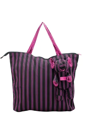 ELEPH FOLDABLE PLEAT 3 STRIPE - L : Black / Pink