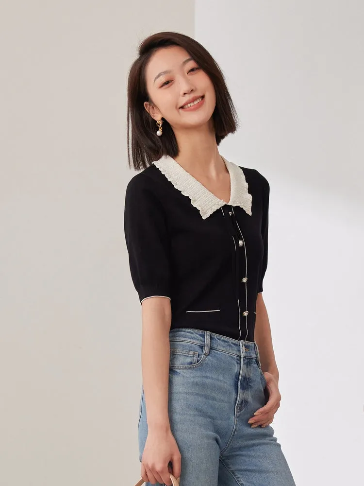 EP YAYING Triacetate Knit Sweater