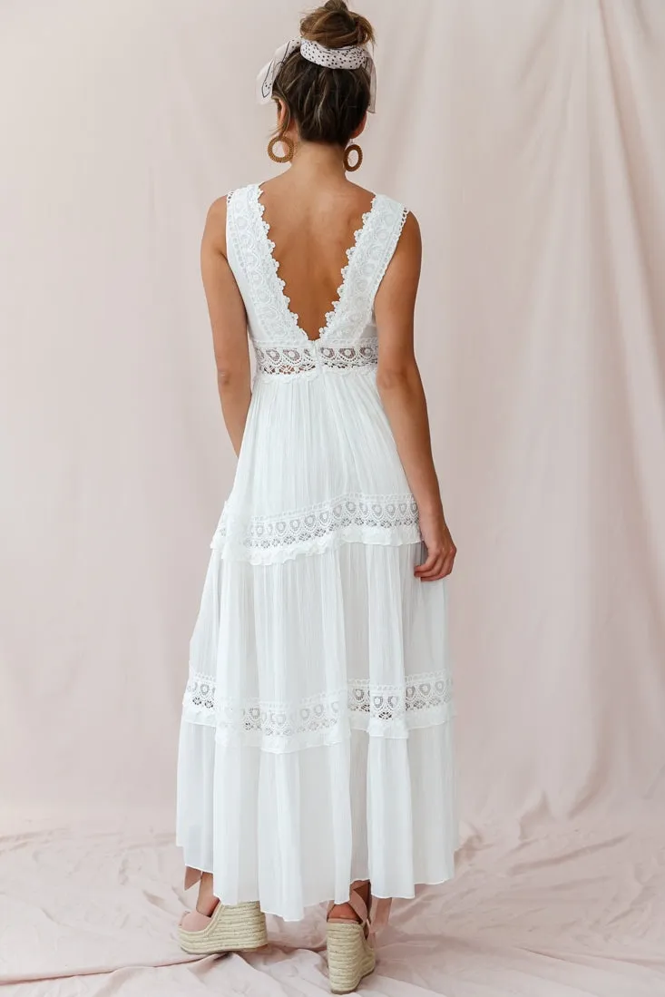 Faith Embroidered Details Maxi Dress Ivory