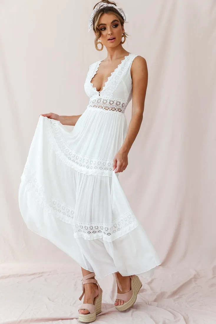 Faith Embroidered Details Maxi Dress Ivory