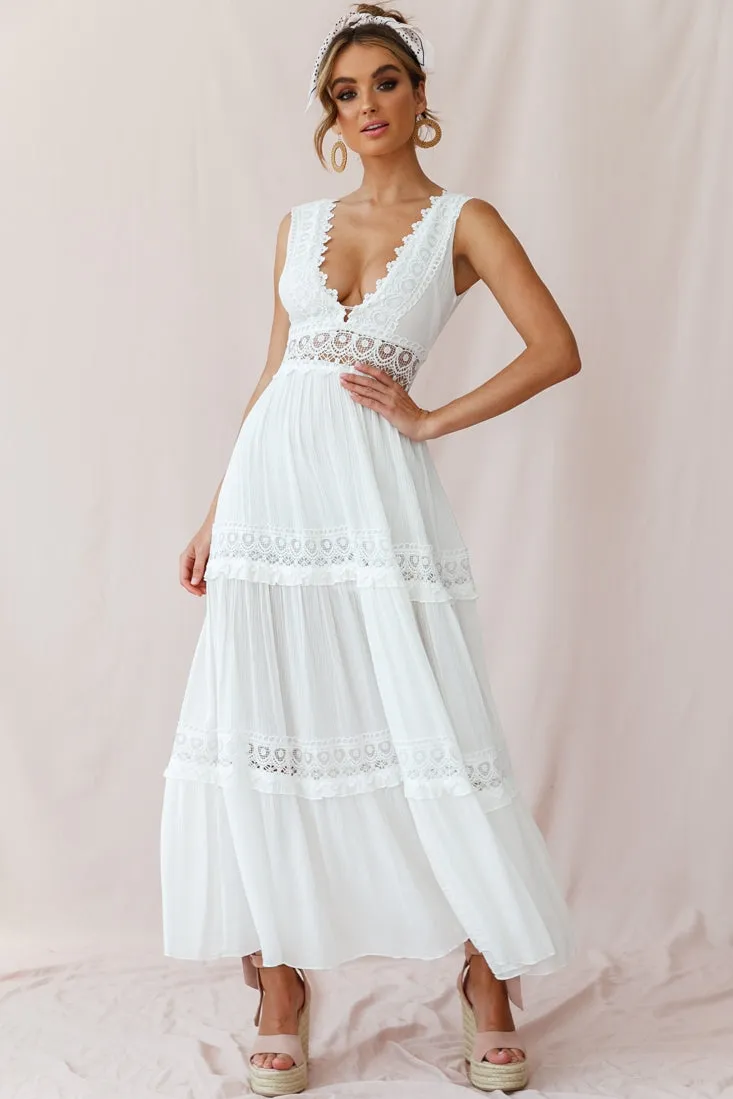 Faith Embroidered Details Maxi Dress Ivory