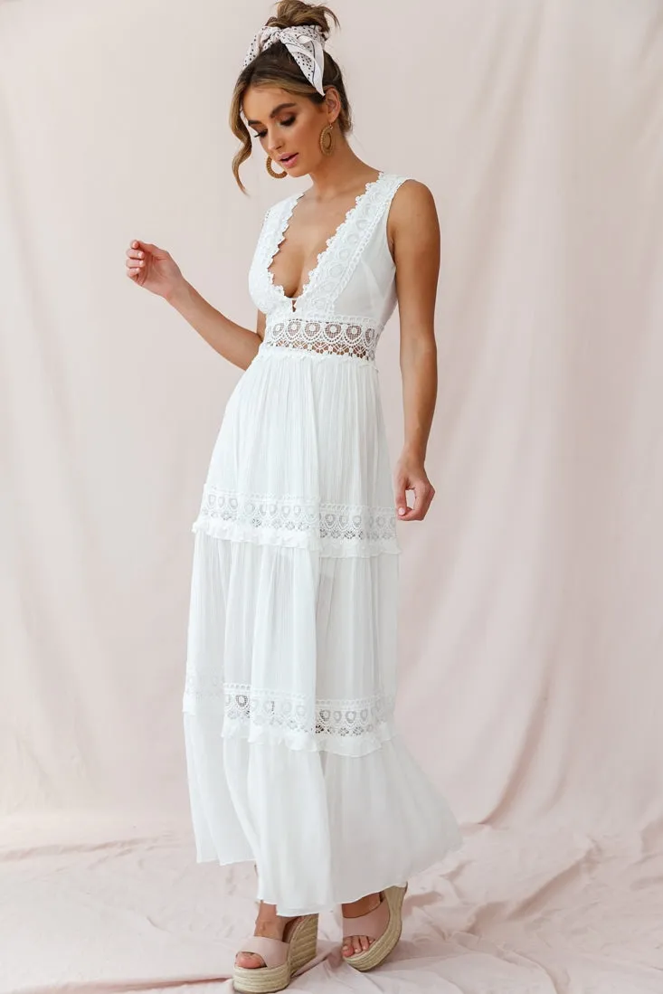 Faith Embroidered Details Maxi Dress Ivory