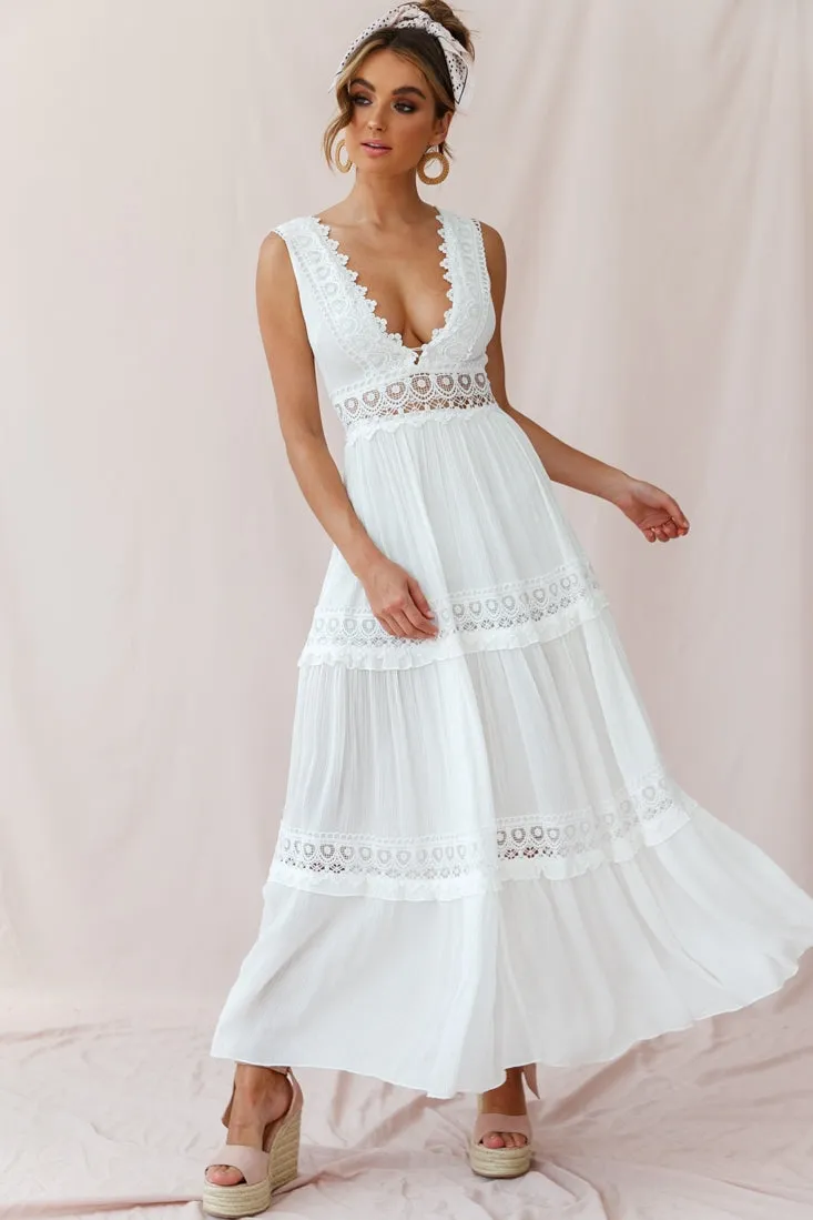 Faith Embroidered Details Maxi Dress Ivory