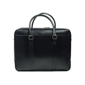 Fat Carter 2 briefcase, Black leather