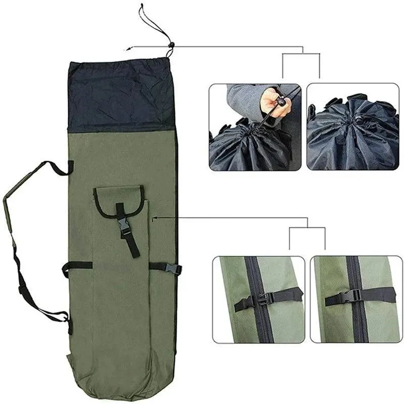 Fishing Bag Portable Folding Fishing Rod Reel Bag Fishing Pole Gear Tackle Tool Carry Case Carrier Travel Storage Bag Organizer