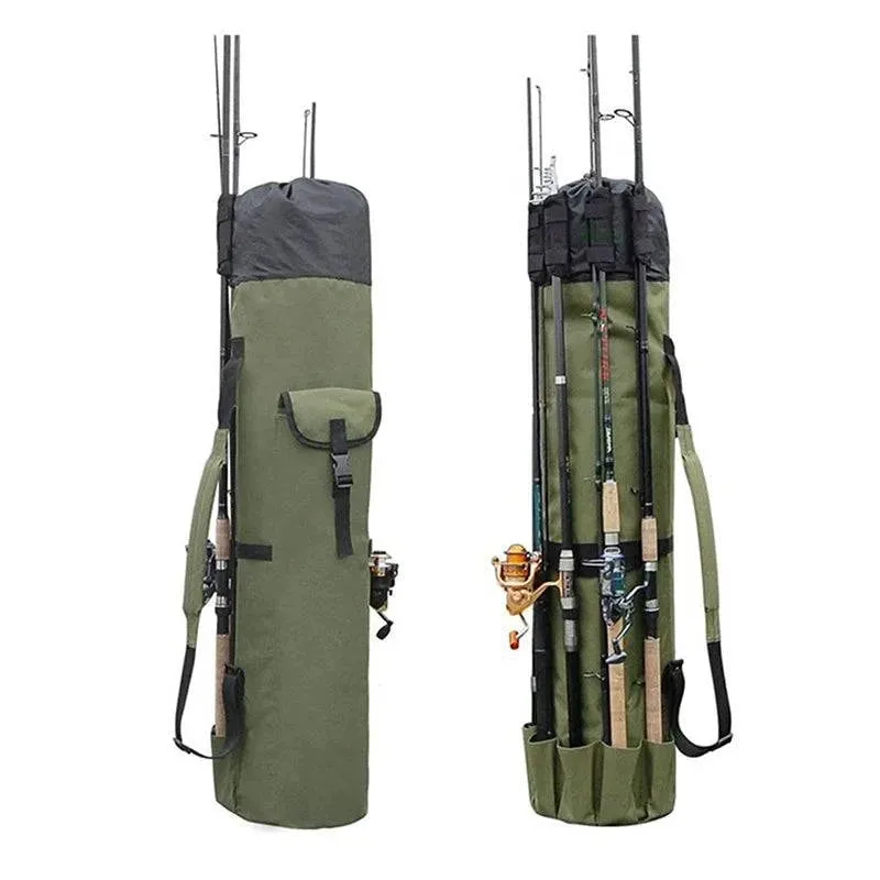 Fishing Bag Portable Folding Fishing Rod Reel Bag Fishing Pole Gear Tackle Tool Carry Case Carrier Travel Storage Bag Organizer