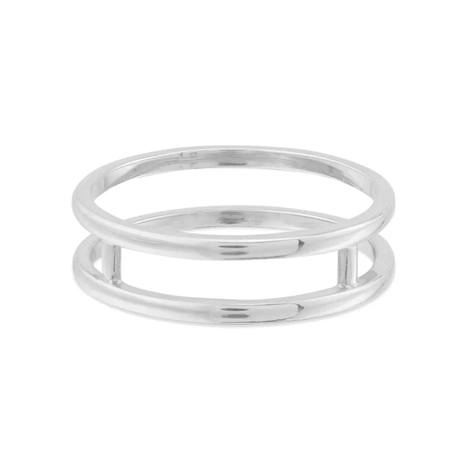 FJ0255 925 Sterling Silver Double Line Ring