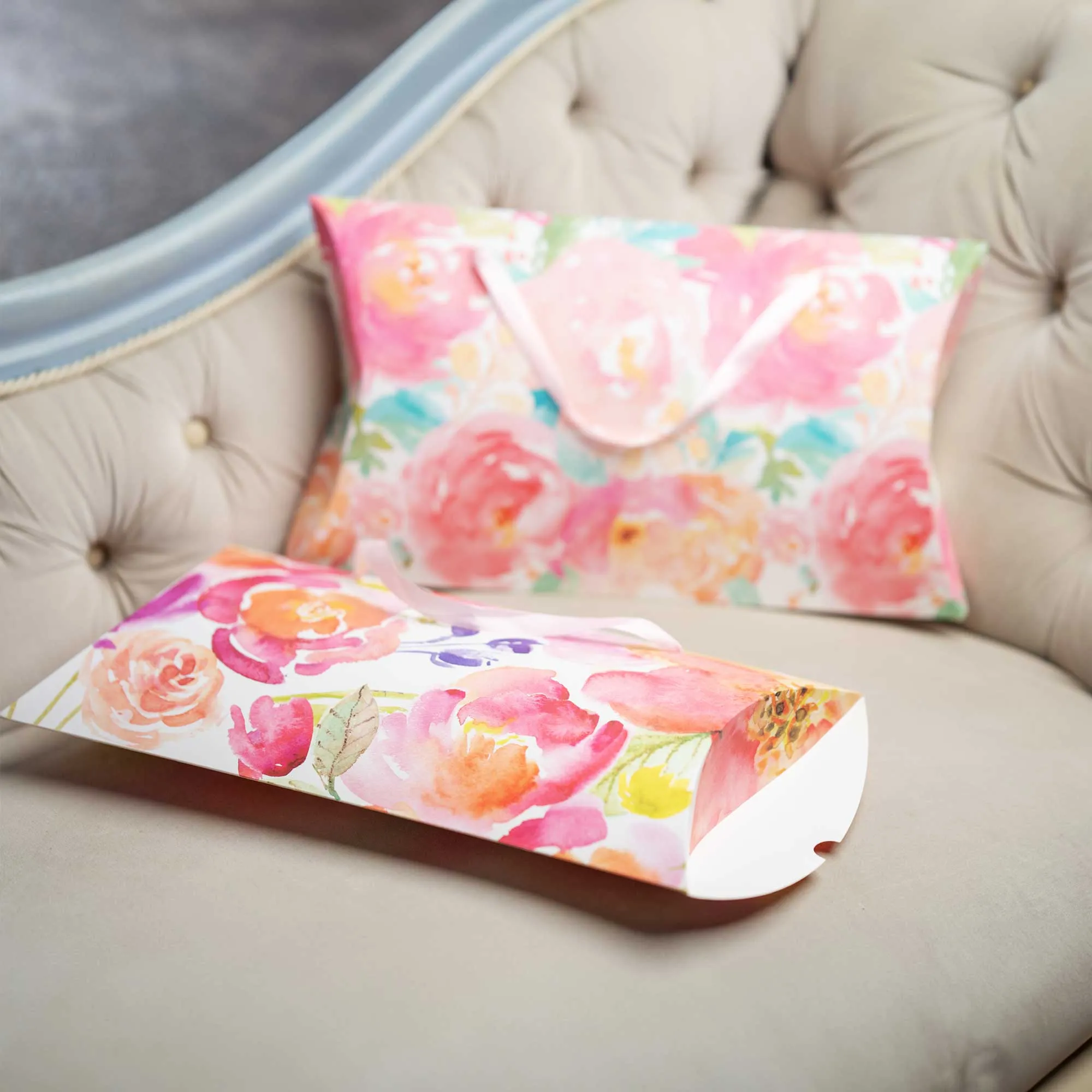 Floral Pillow Gift Bag - Set Of 4 (Assorted Colours)