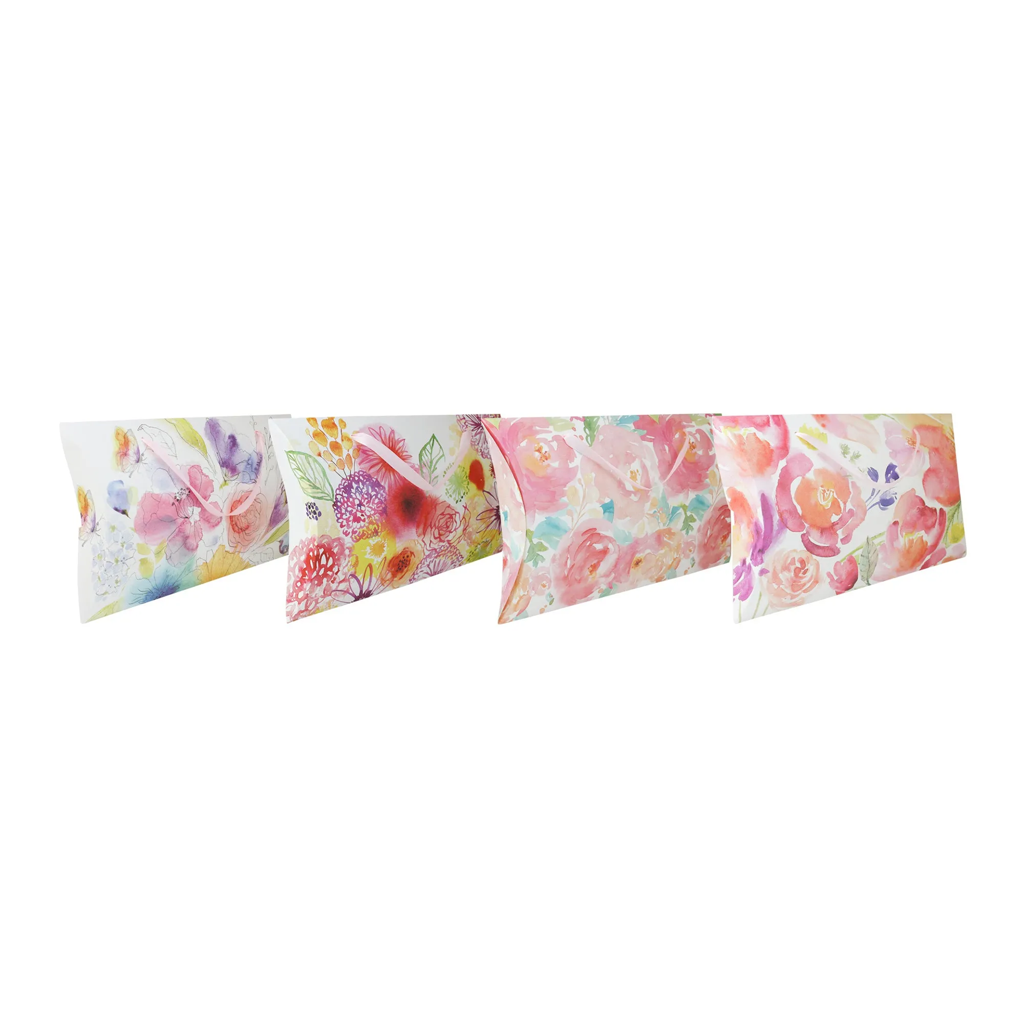 Floral Pillow Gift Bag - Set Of 4 (Assorted Colours)