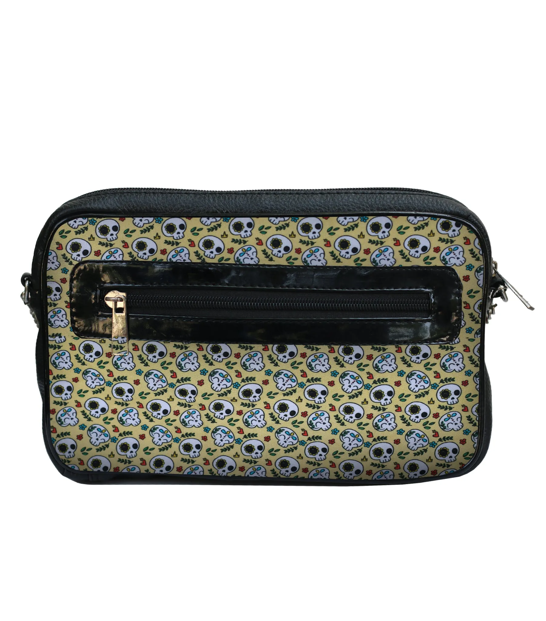 Flower Skull Print Sling Bag