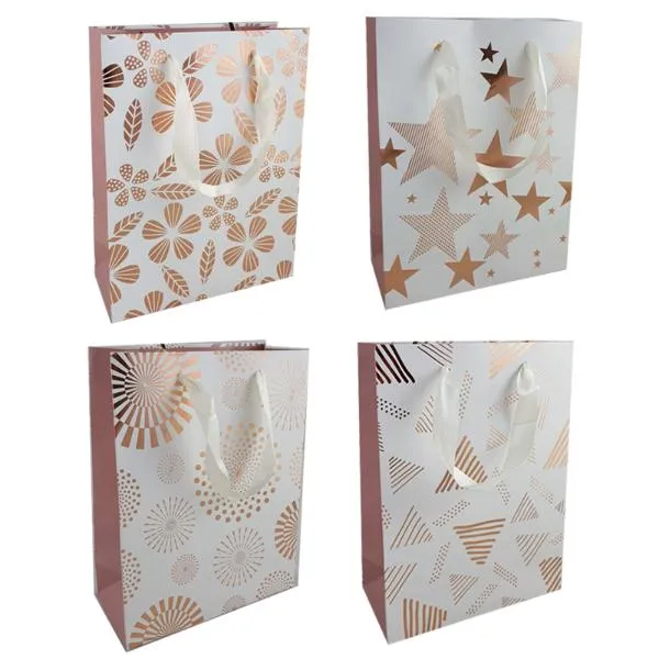 GIFT BAG GOLD DSN MED 18X24X8CM