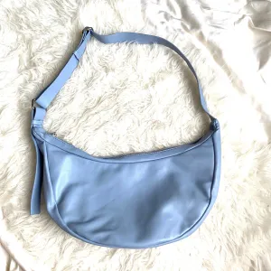 Glamorous Light Blue Faux Leather Sling Tote Bag (like new condition)