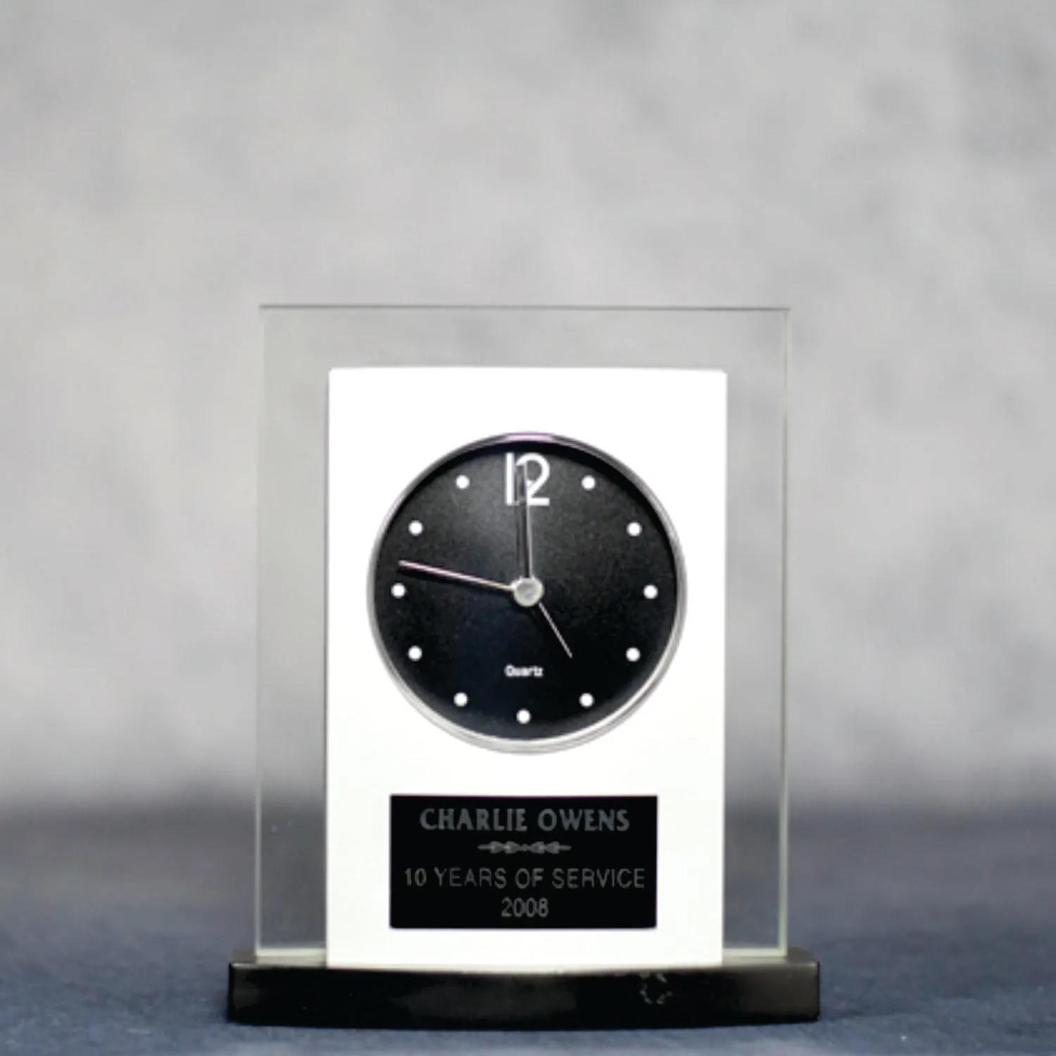 Glass & Black Wood Clock