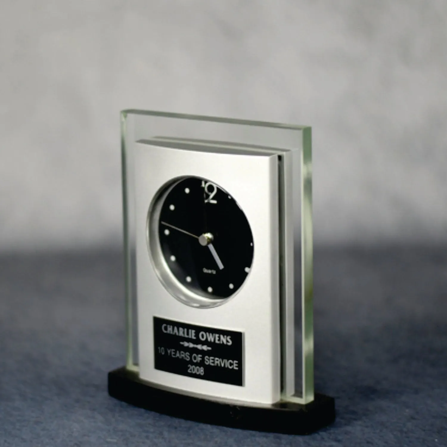 Glass & Black Wood Clock