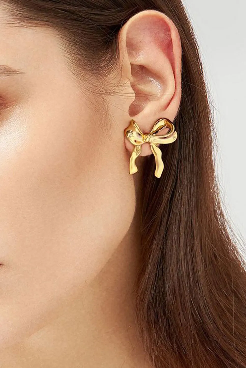 Gold Bow Stud Earrings