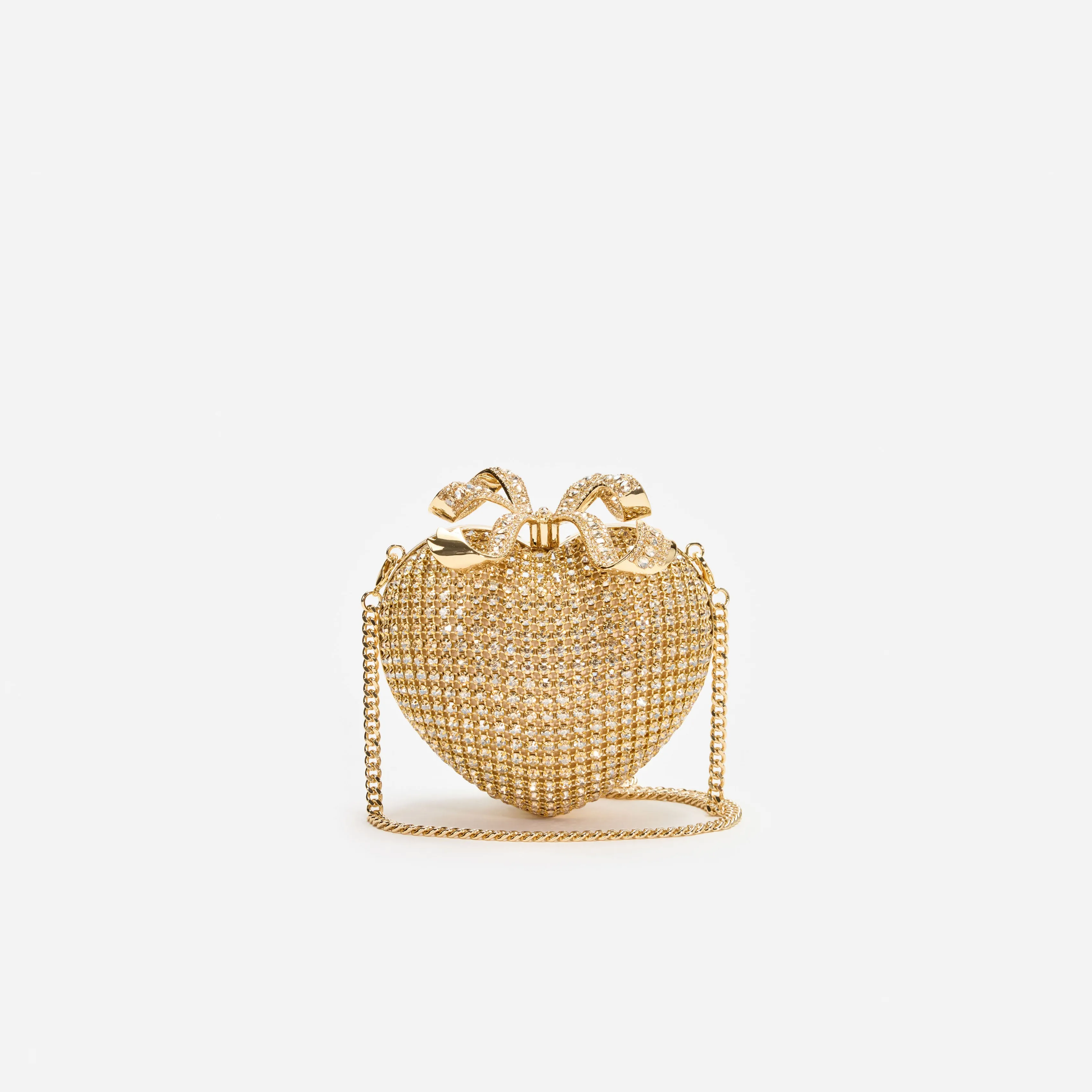 Gold Crystal Heart Clutch