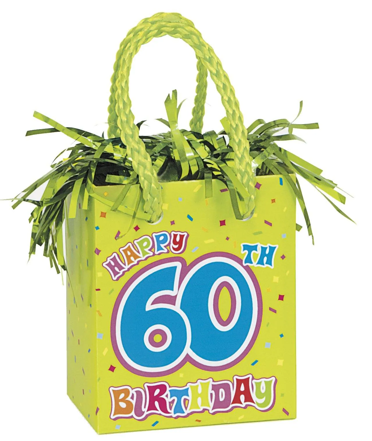 Green Happy 60th Birthday Gift Bag Balloon Weight