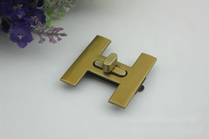 H-Shaped Twist Turn Lock 45mm Purse Charm Organizer Luggage Hardware Antique Gold Lock And Key Closure Small Bag Clutch Metal Accessories