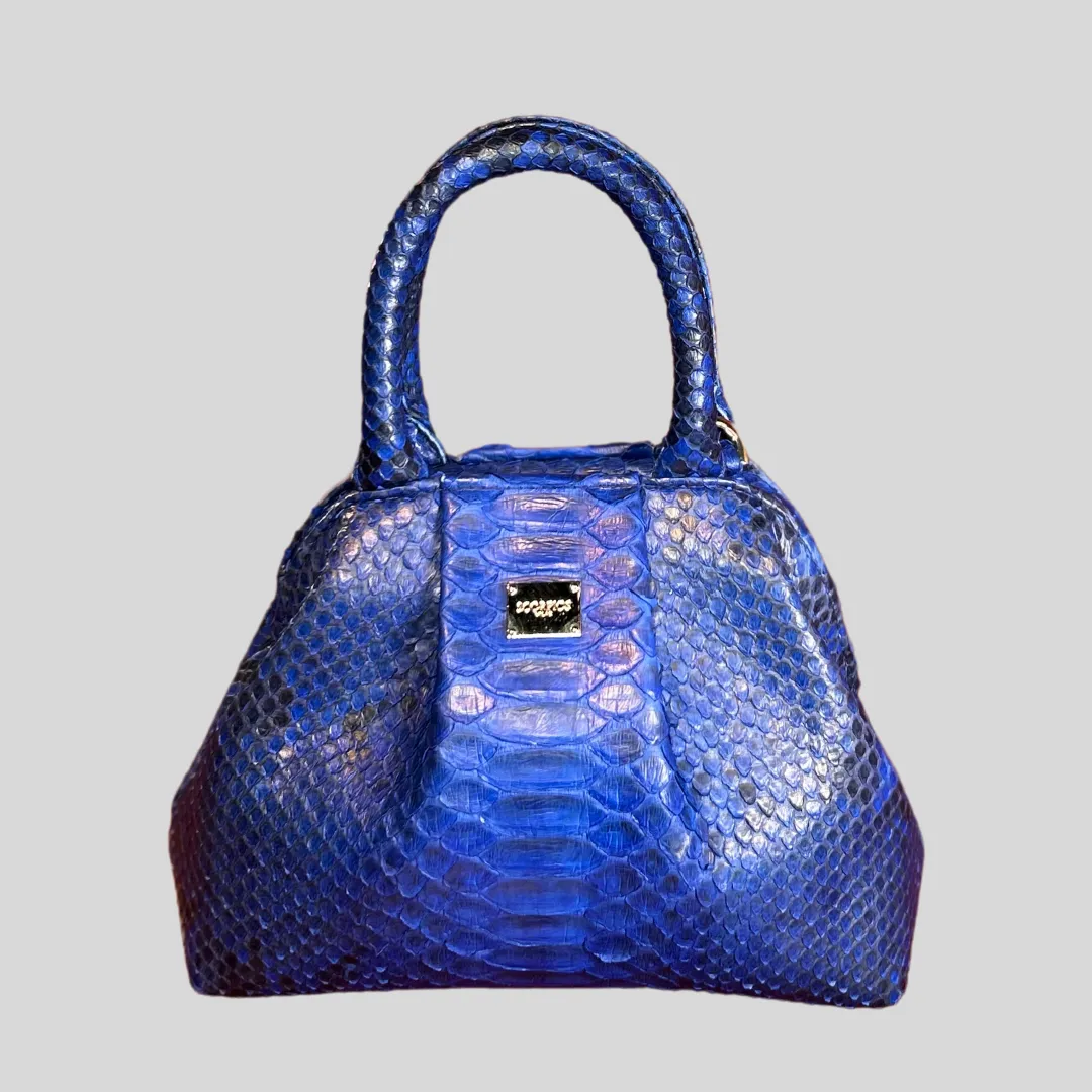 Handbag in Python Leather - Navy