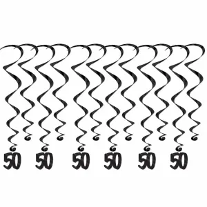 Hanging Swirl Decorations - 50th Birthday 6/pkg.