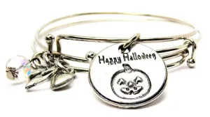 Happy Halloween With Pumpkin Expandable Bangle Bracelet Set