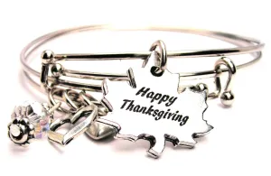 Happy Thanksgiving Leaf Expandable Bangle Bracelet Set