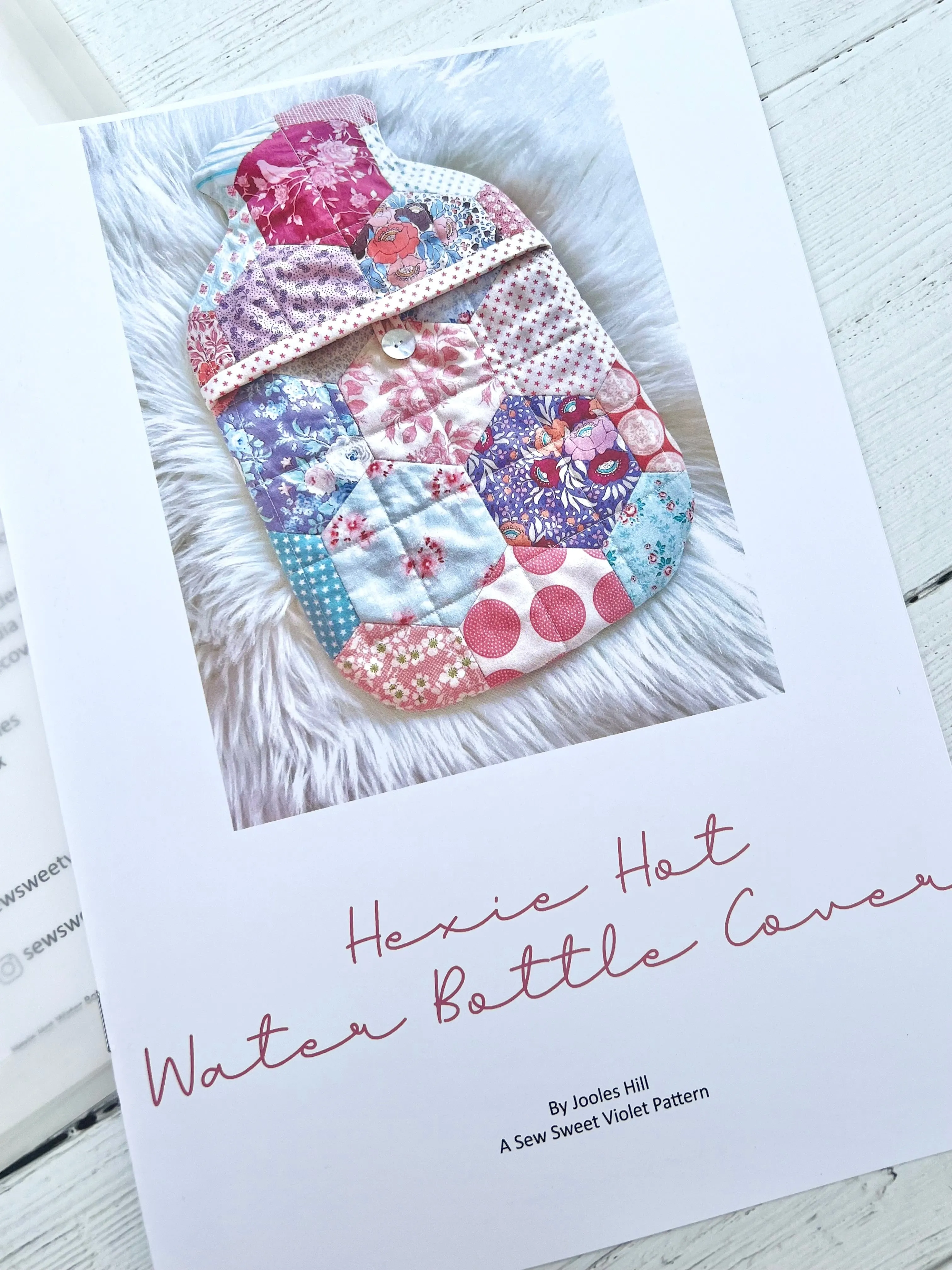 Hexie Hot Water Bottle Cover PRINTED Pattern