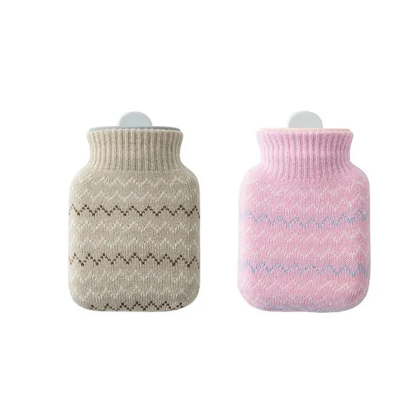 Hot Water Bottles New Creative Portable Plush Knitted Fabric Cover Water-Filled Silicone Hot Water Bottle Household Products for Men and Women Hot Water Bag