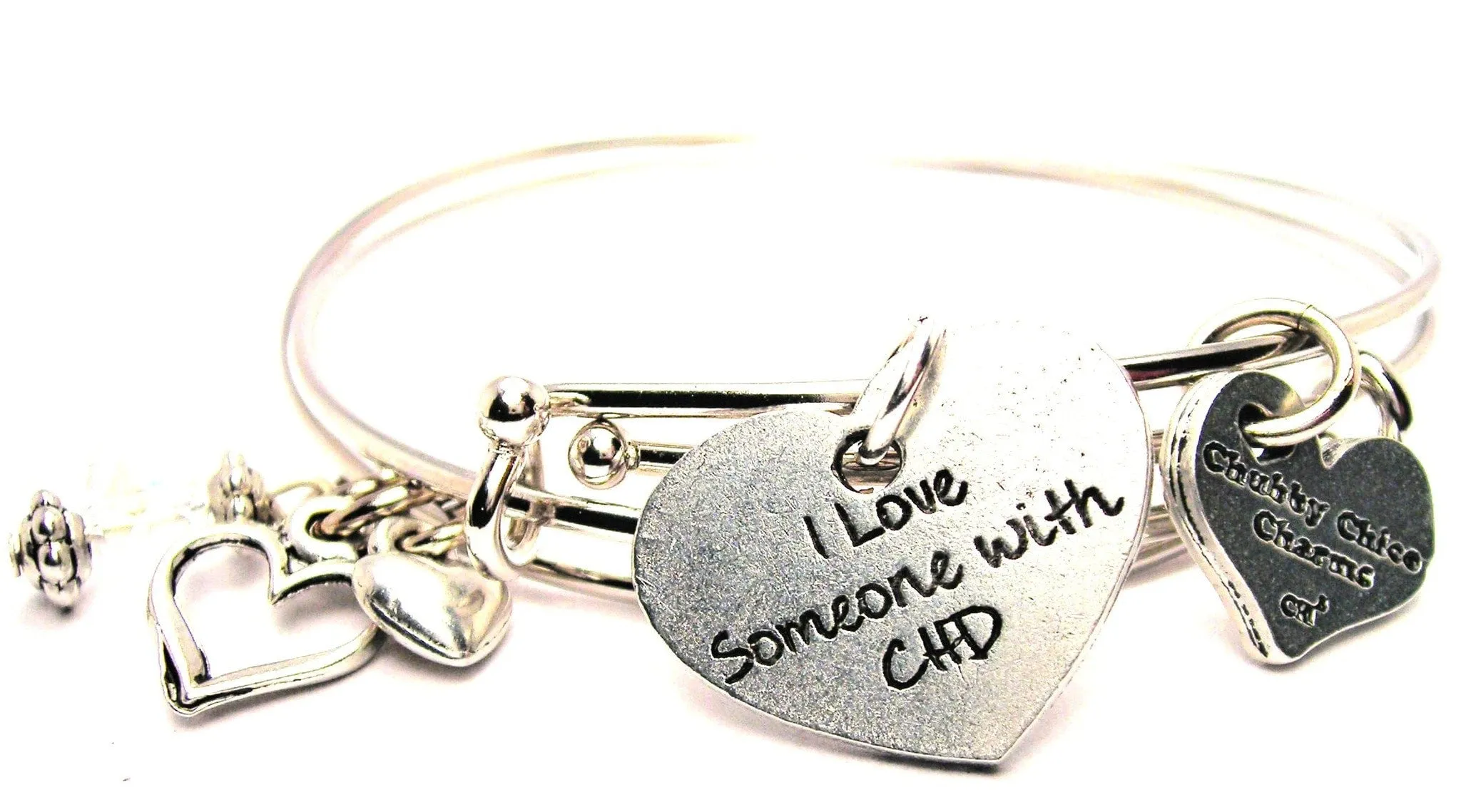 I Love Someone With CHD Coronary Heart Disease Expandable Bangle Bracelet Set