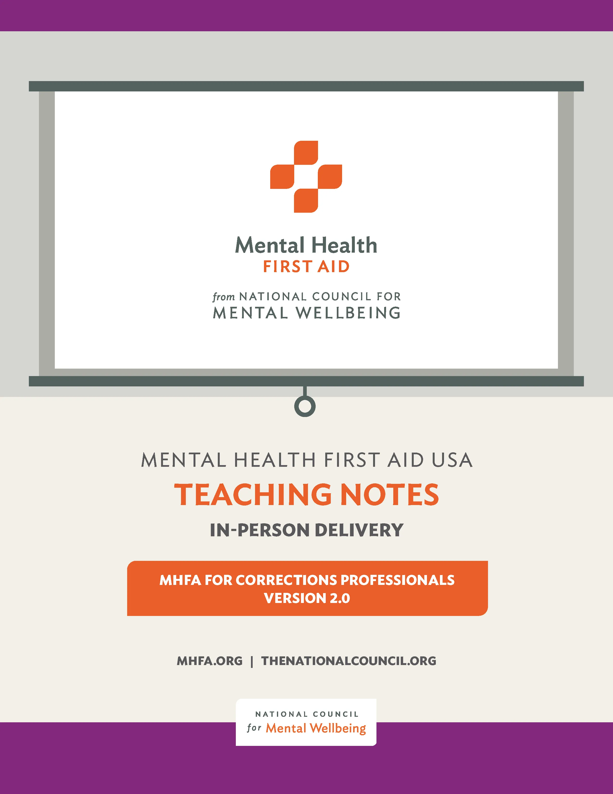 In-Person Adult MHFA for Corrections Professionals Teaching Notes Version 2.0