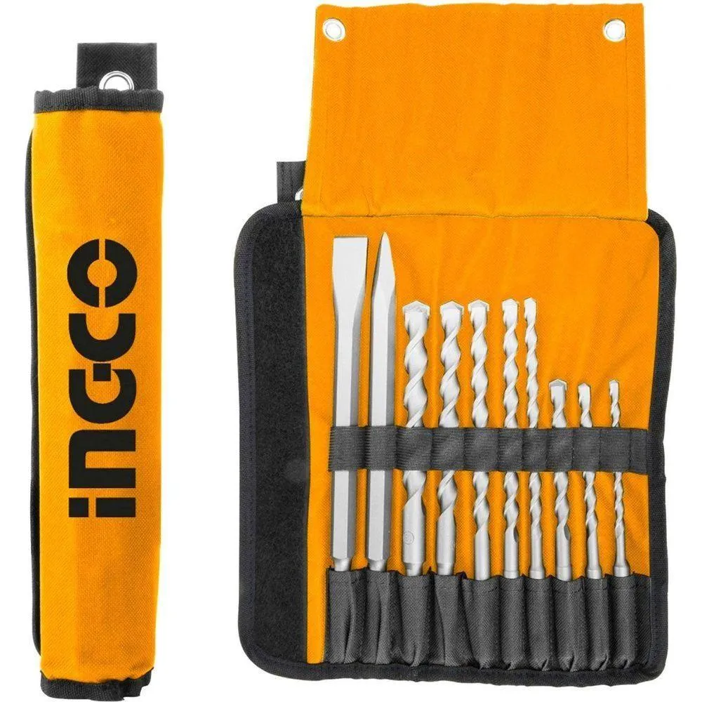 Ingco AKD2101 10pcs SDS-plus Drill Bit and Chisel Set