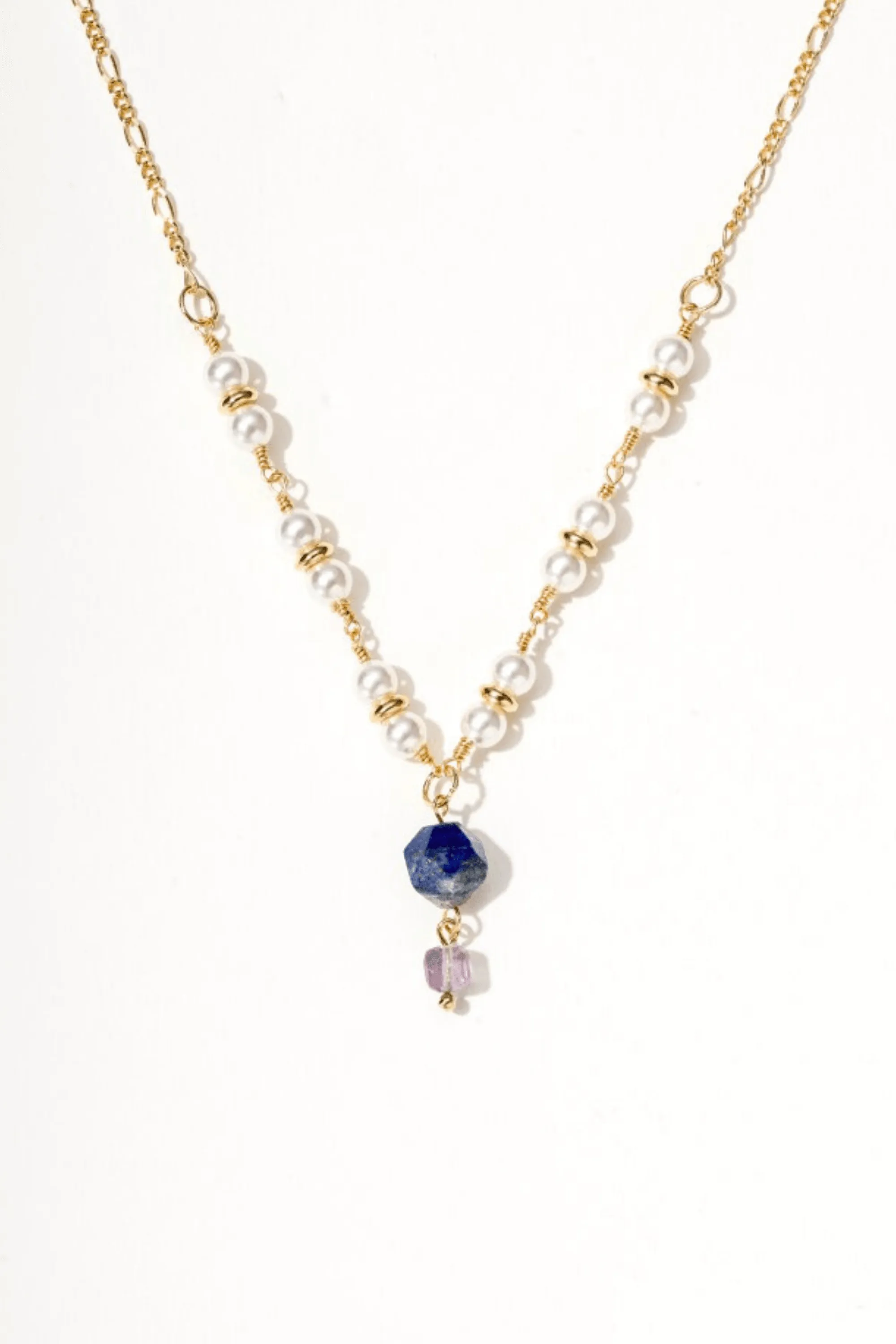 Ivory Pearl and Lapis Pendant Necklace