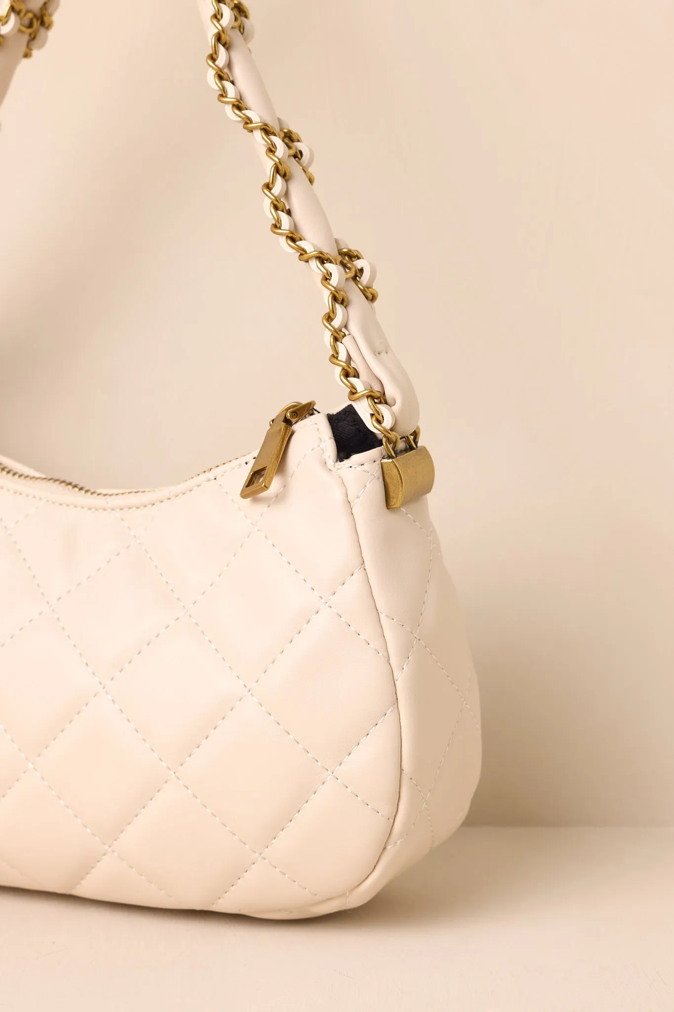 Jaded Serenade White Quilted Handbag