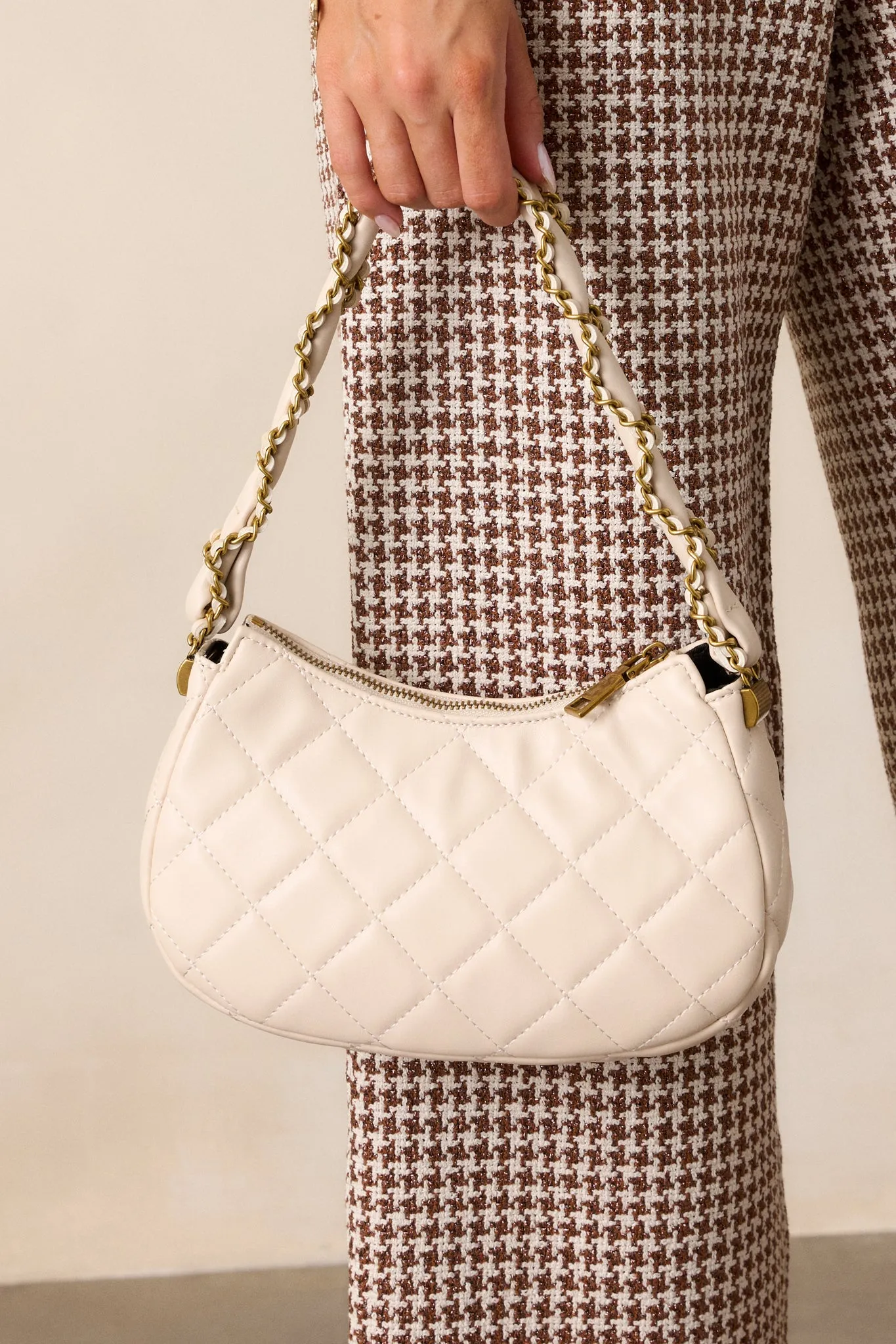 Jaded Serenade White Quilted Handbag