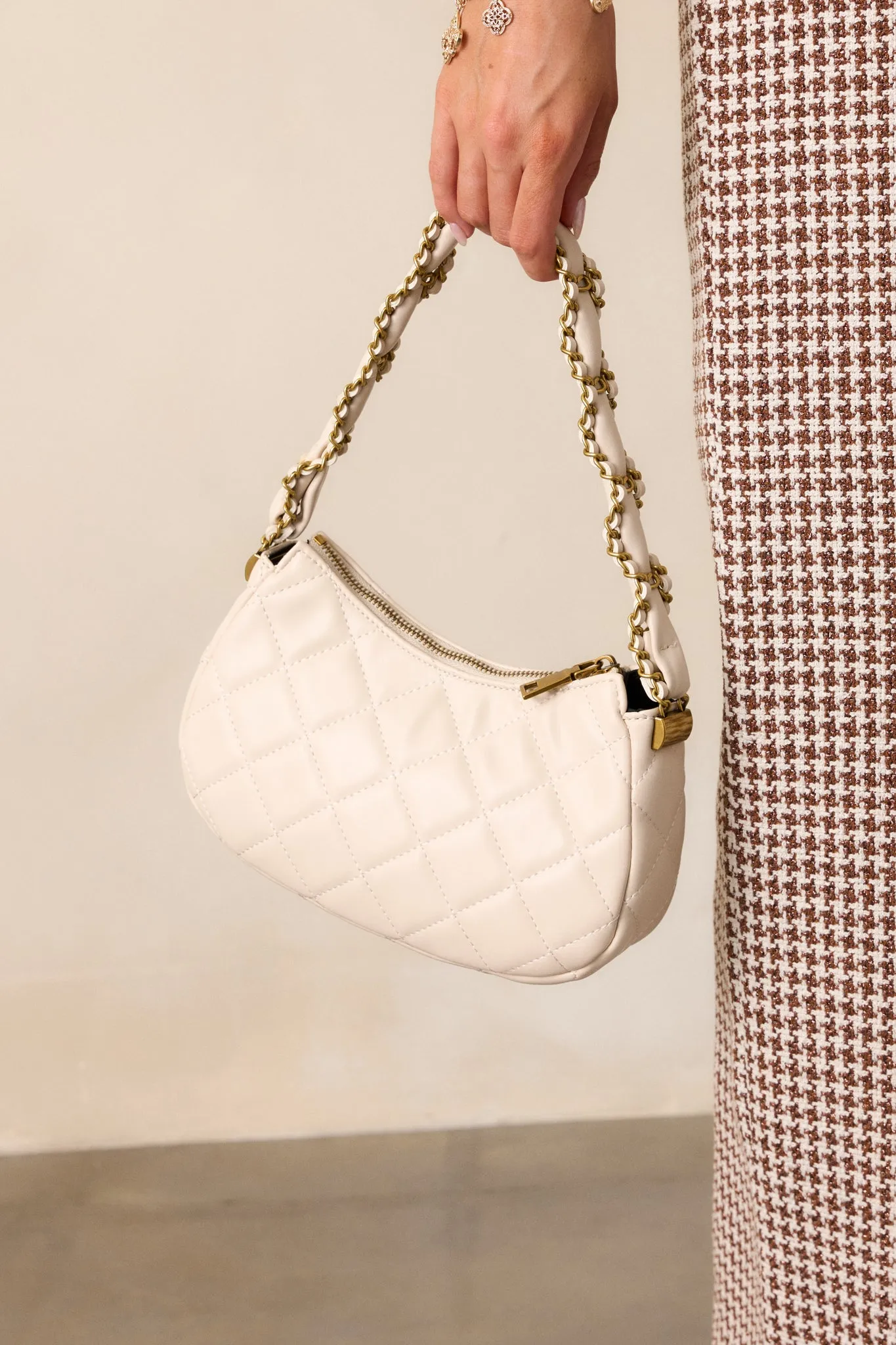 Jaded Serenade White Quilted Handbag