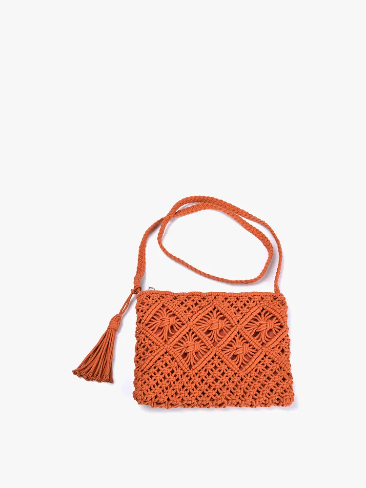 Jen & Co - Val Macramé Crossbody Bag With Tassel