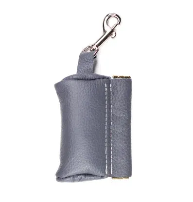 Leather Poop Bag Pouch - Purple