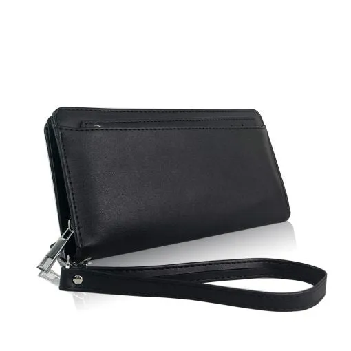 Lerae   Glossy Faux Leather Purse  - Black