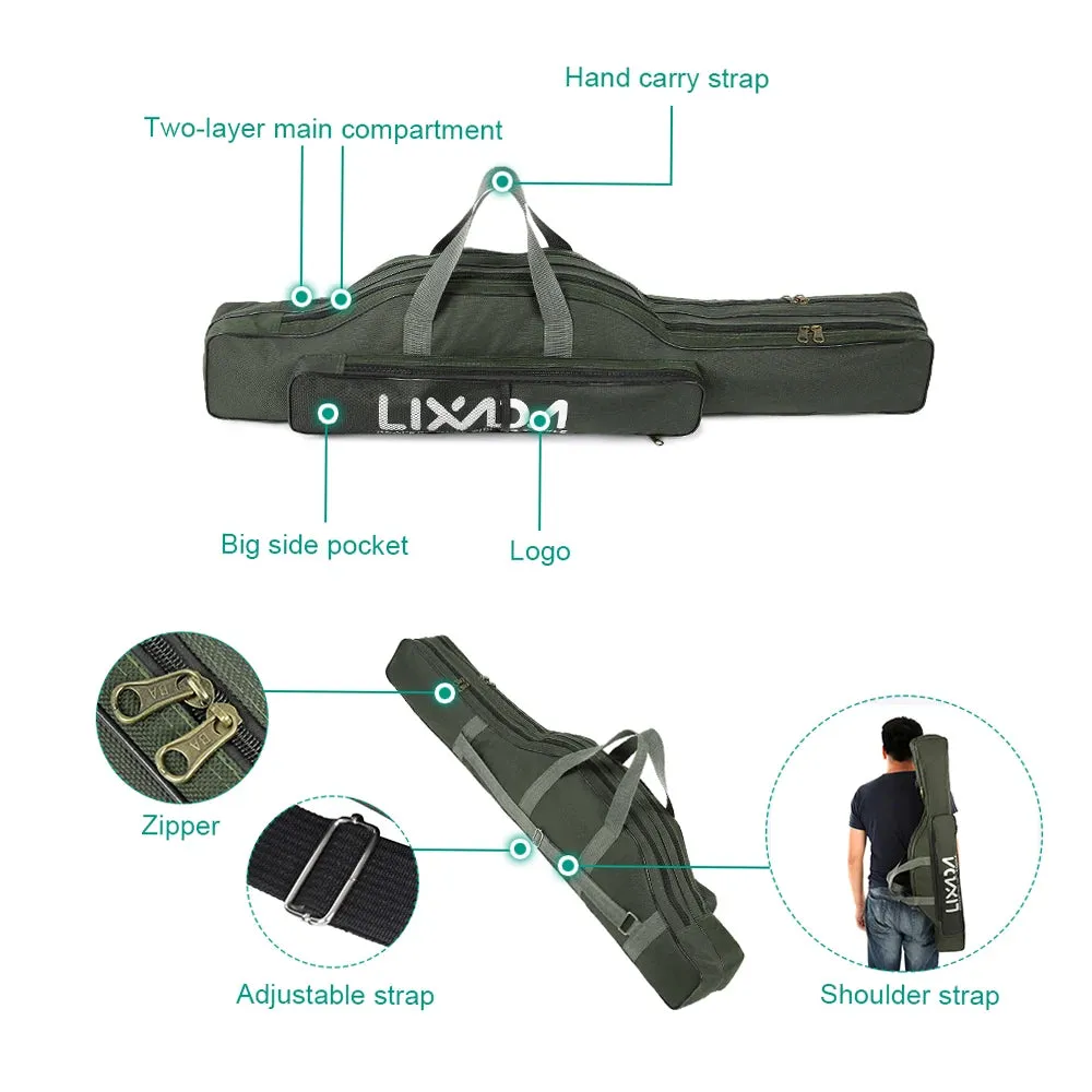 Lixada 210cm  Fishing Bag Portable Folding Fishing Rod Reel Bag Fishing Pole Gear Tackle Tool Carry Bag Storage Bag Organizer