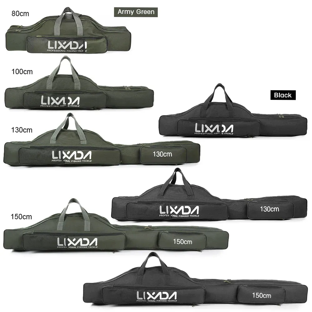 Lixada 210cm  Fishing Bag Portable Folding Fishing Rod Reel Bag Fishing Pole Gear Tackle Tool Carry Bag Storage Bag Organizer